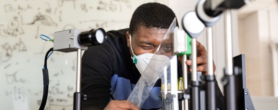 student working in a lab