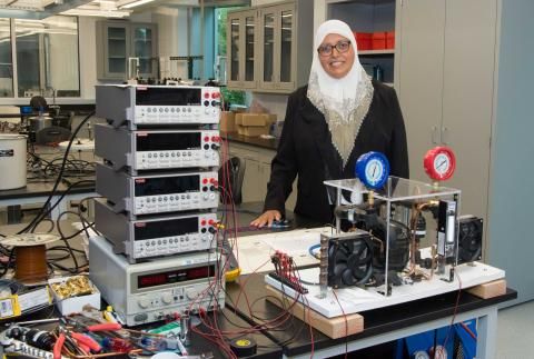 Lamyaa El-Gabry smiling in lab
