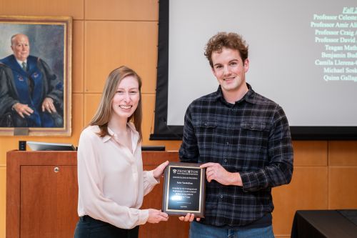 Katie VanderKam receiving her teaching award