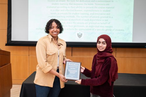 Teagan Mathur receiving her teaching award