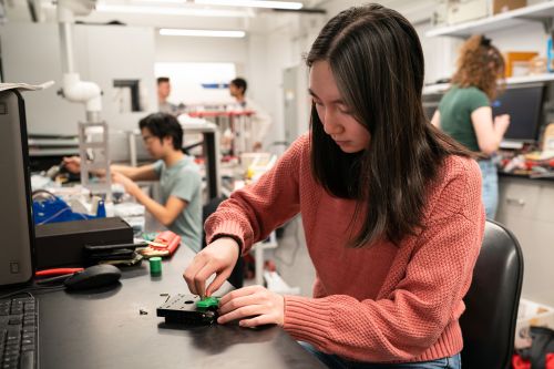 Candace Do working at a lab bench