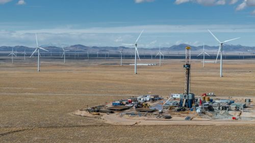 Enhanced geothermal systems plant in the desert.