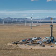 Enhanced geothermal systems plant in the desert.